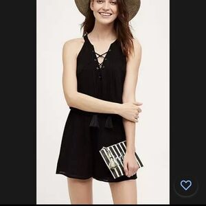 AnthropologieChloe Oliver Lace Sleeveless Lined Tie Front Amoret Romper Size L